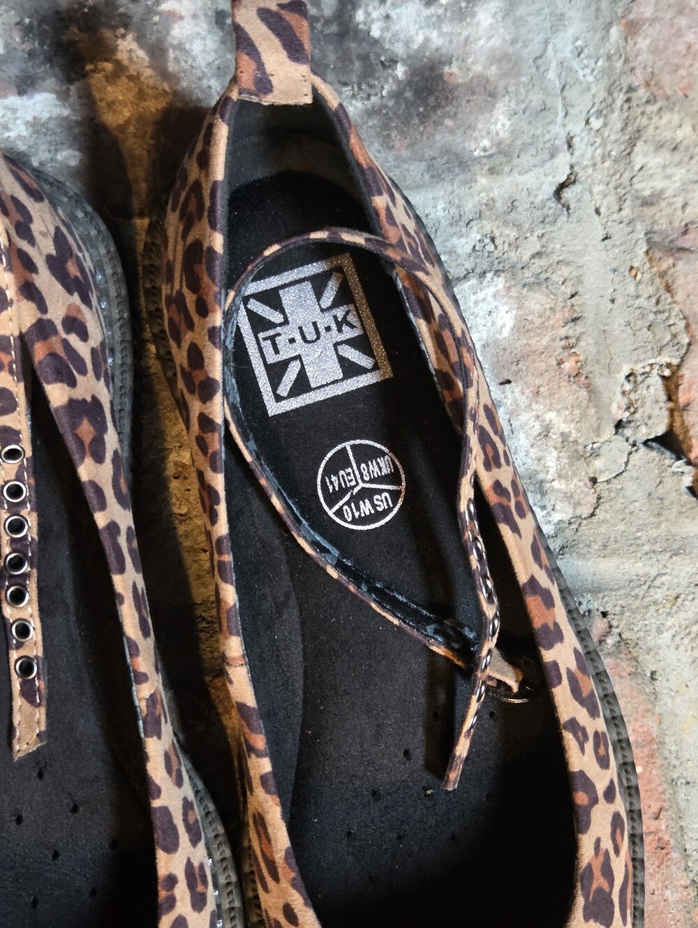 T.U.K. Footwear Leopard Pointed Ballet Ankle Strap Creeper FOR REPAIR - DAMAGED - Picture 8 of 10